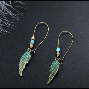 Bohemian angle wings wire wrap dangle earrings